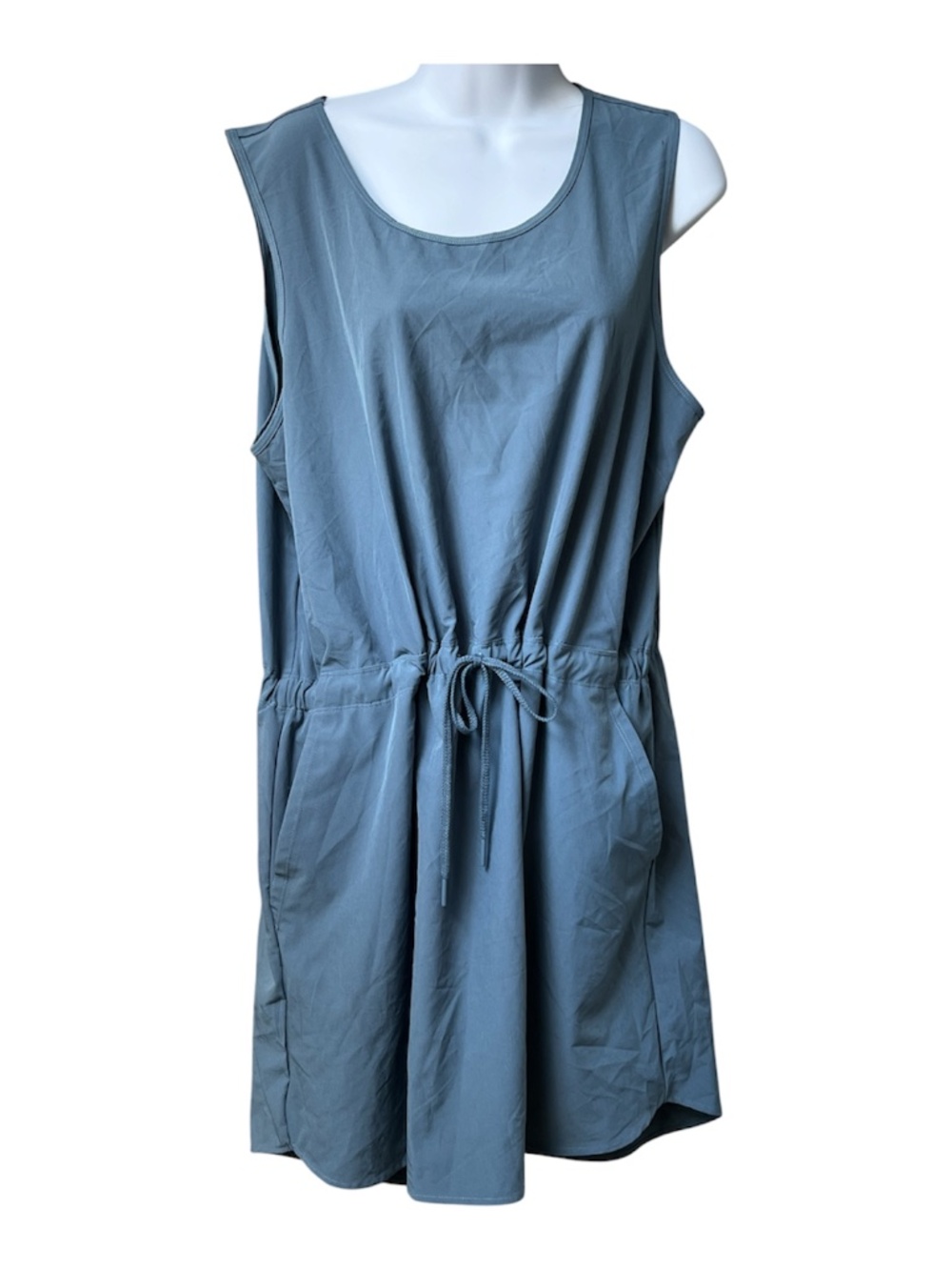 Tilley Travel Dress Slate Blue Waist Elastic Pockets Size XL Sleeveless